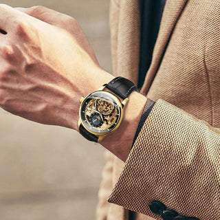 Montre squelette automatique avec affichage des phases de lune