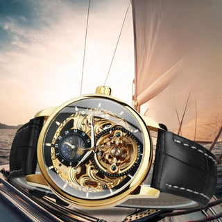 Montre squelette automatique avec affichage des phases de lune