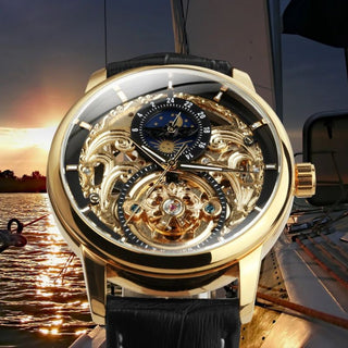 Montre squelette automatique avec affichage des phases de lune