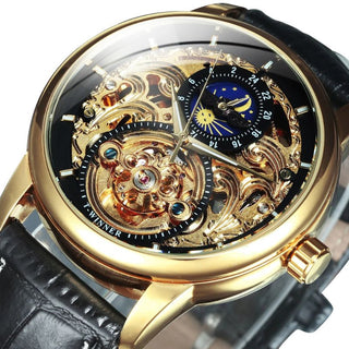 Montre squelette automatique avec affichage des phases de lune