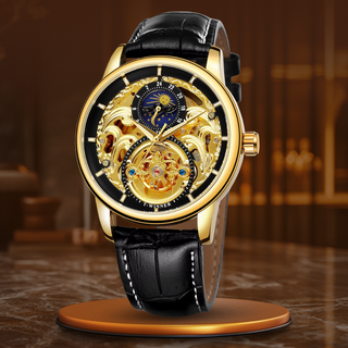 Montre squelette automatique avec affichage des phases de lune